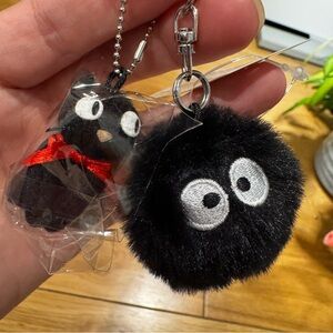 Studio Ghibli Jiji + Soot Sprite Keychain Set NWT Japan — Ghibli Museum Donguri